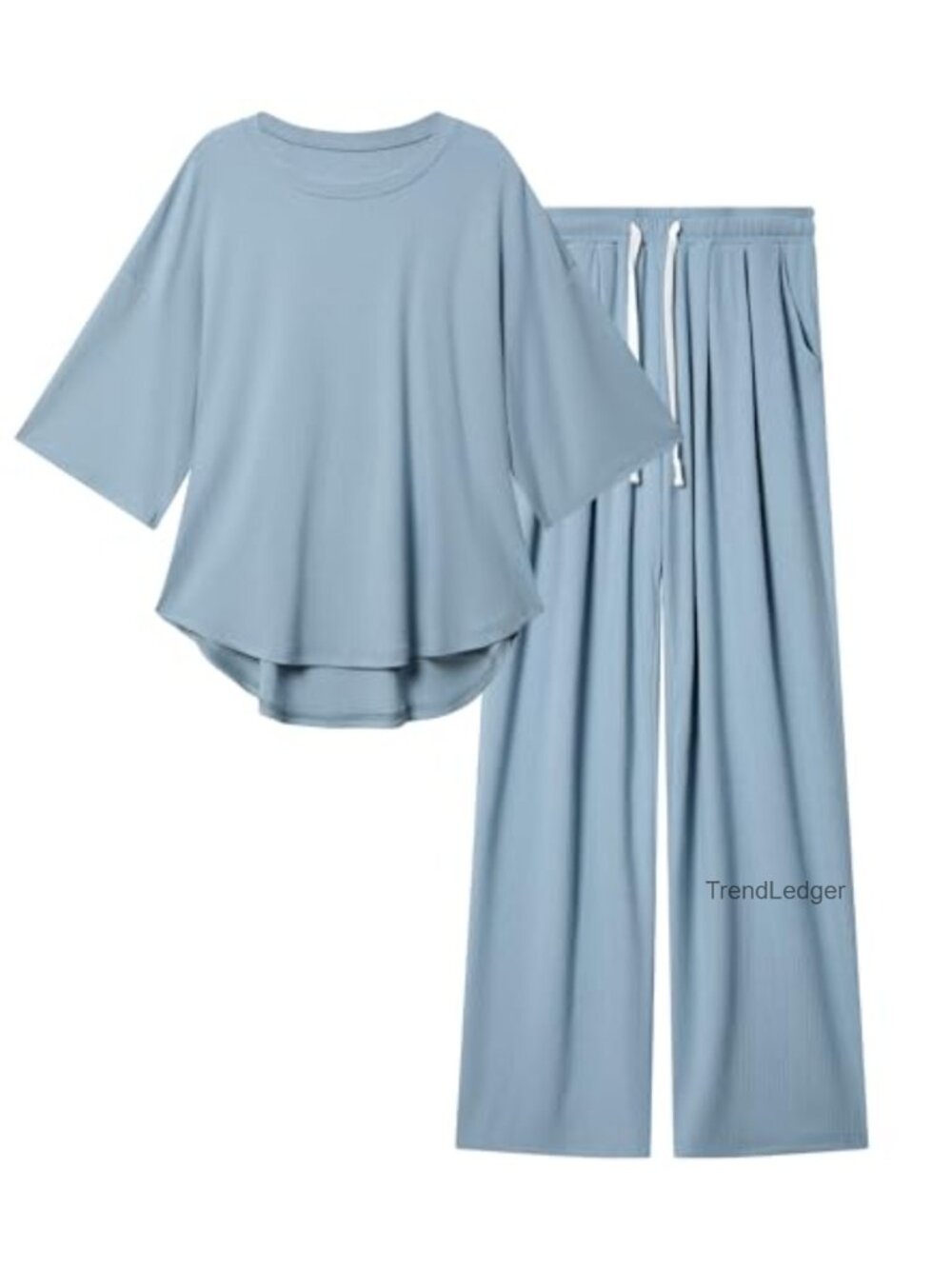 Women's Lounge Set 2 Piece Loose Fit Knit Short Sleeve with Pockets